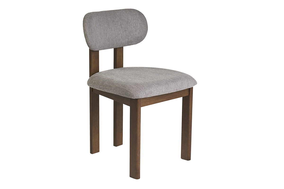 Chaises en tissu effet velours textur� gris et bois fonc� (lot de 2) NORMI