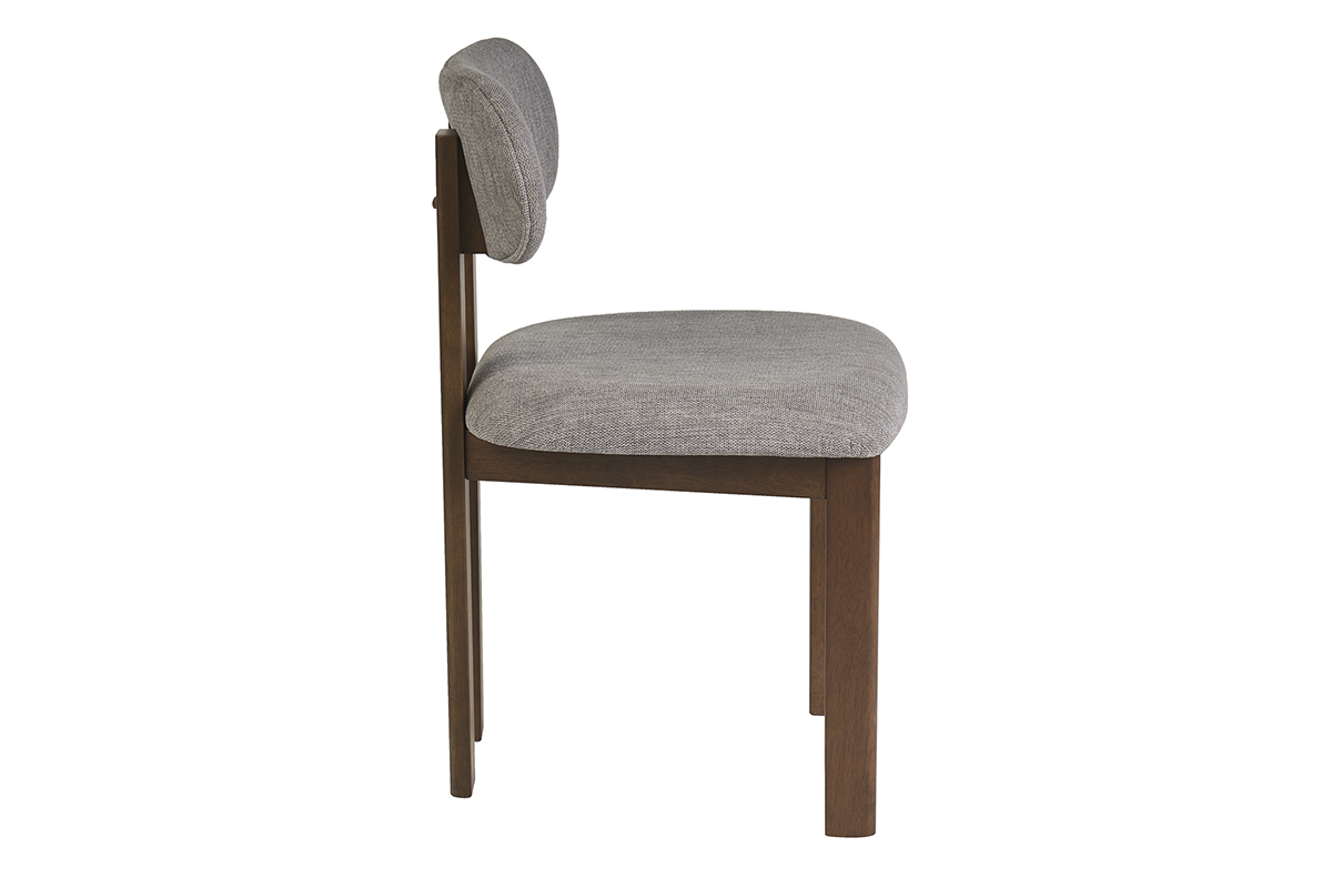Chaises en tissu effet velours textur� gris et bois fonc� (lot de 2) NORMI