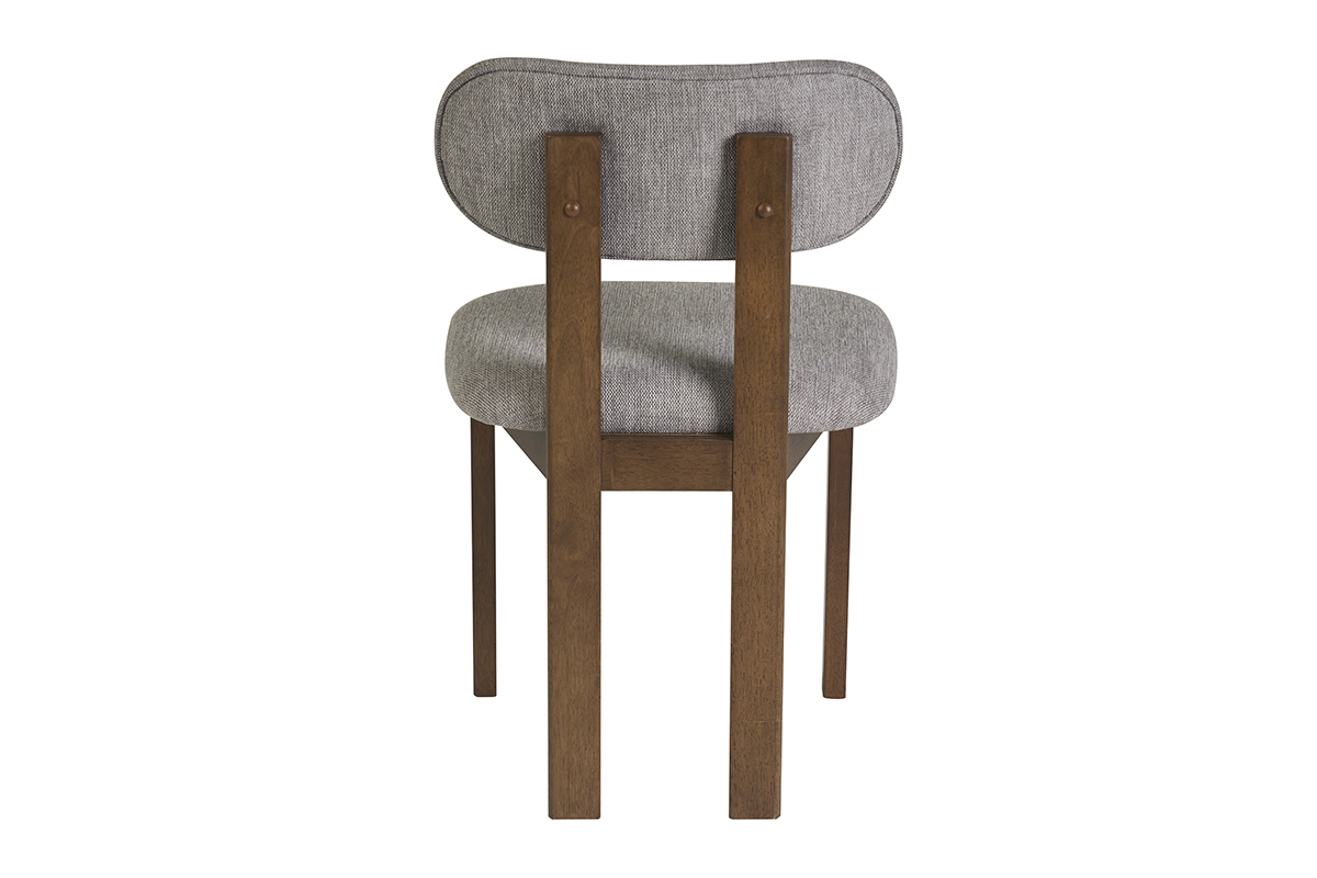 Chaises en tissu effet velours textur� gris et bois fonc� (lot de 2) NORMI