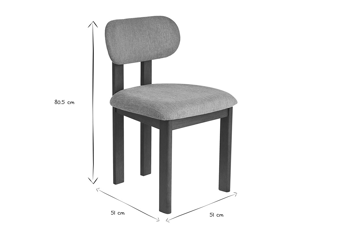 Chaises en tissu effet velours textur� gris et bois fonc� (lot de 2) NORMI