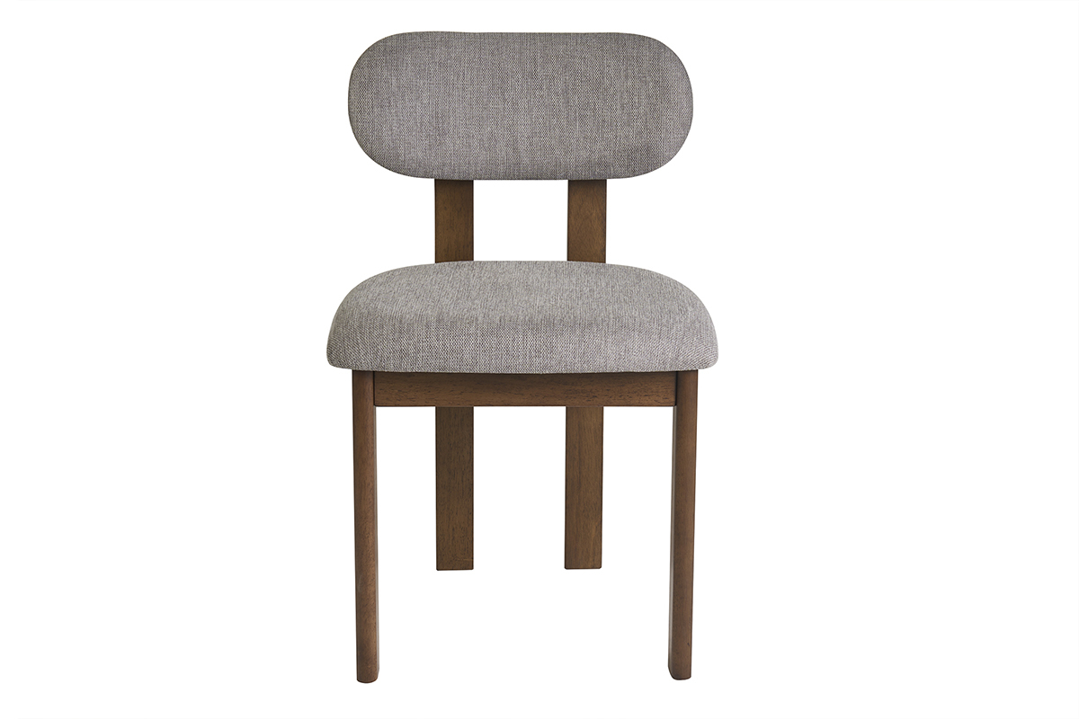 Chaises en tissu effet velours textur� gris et bois fonc� noyer (lot de 2) NORMI