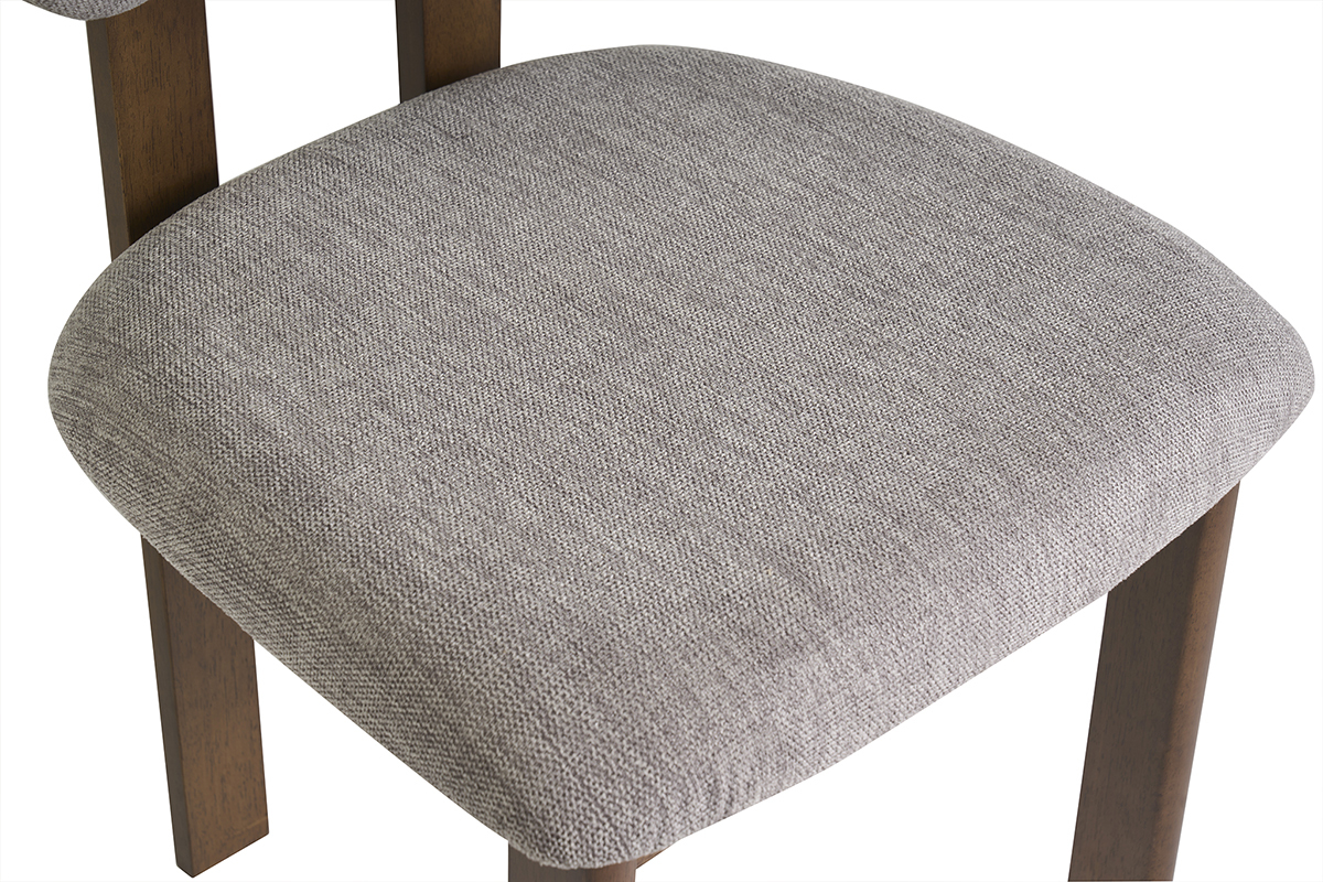 Chaises en tissu effet velours textur� gris et bois fonc� noyer (lot de 2) NORMI