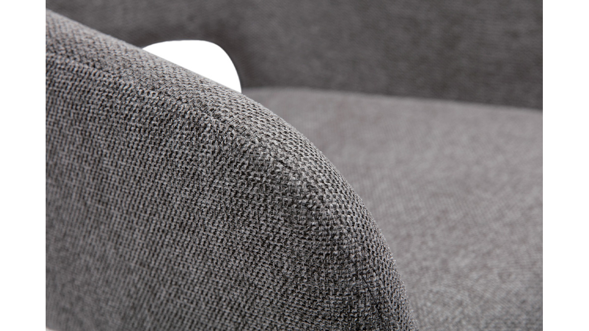 Chaises en tissu effet velours textur gris et mtal noir (lot de 2) LAURETTE