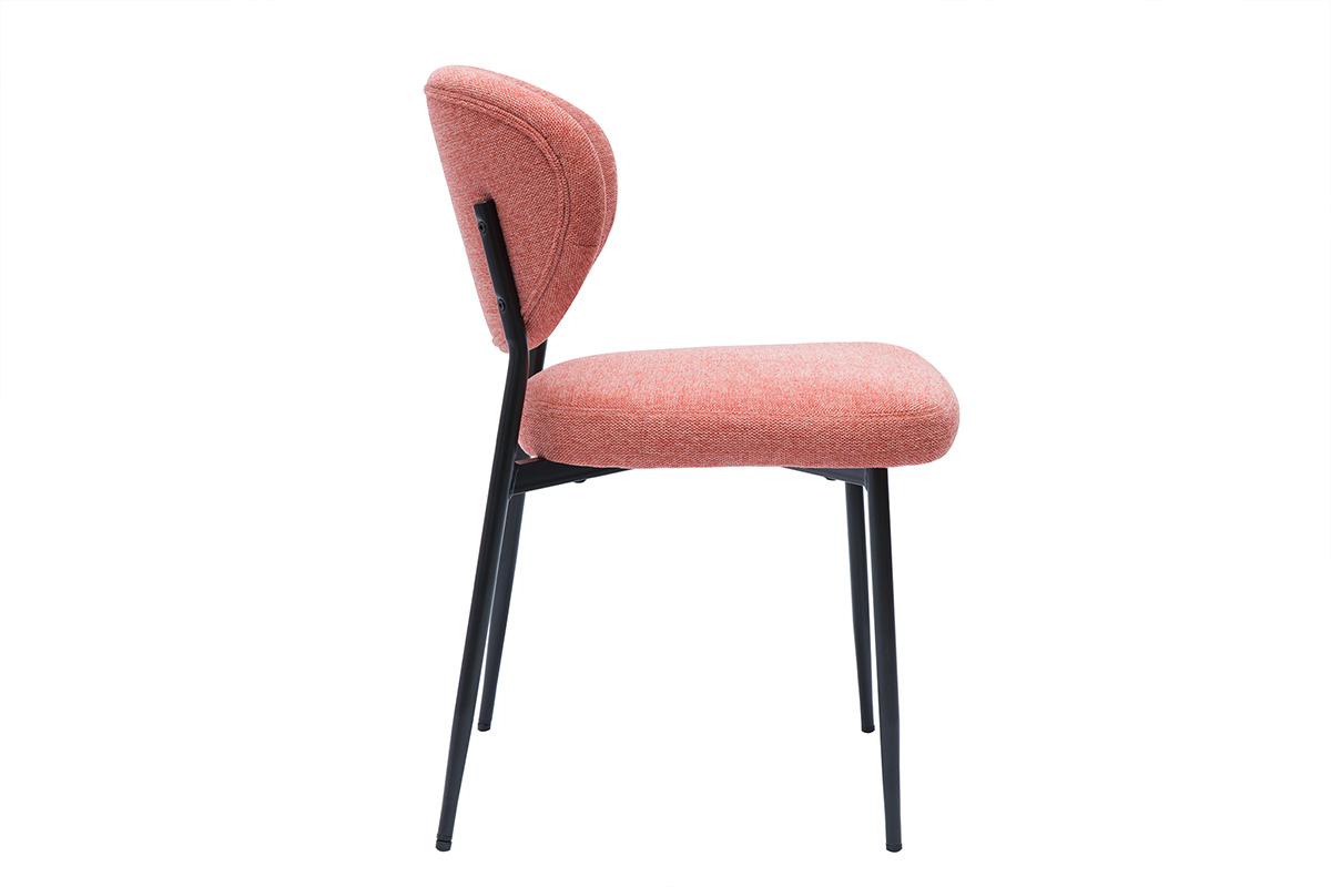 Chaises en tissu effet velours textur terracotta et mtal noir (lot de 2) BREKA