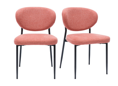 Chaises en tissu effet velours texturé terracotta et métal noir (lot de 2) BREKA