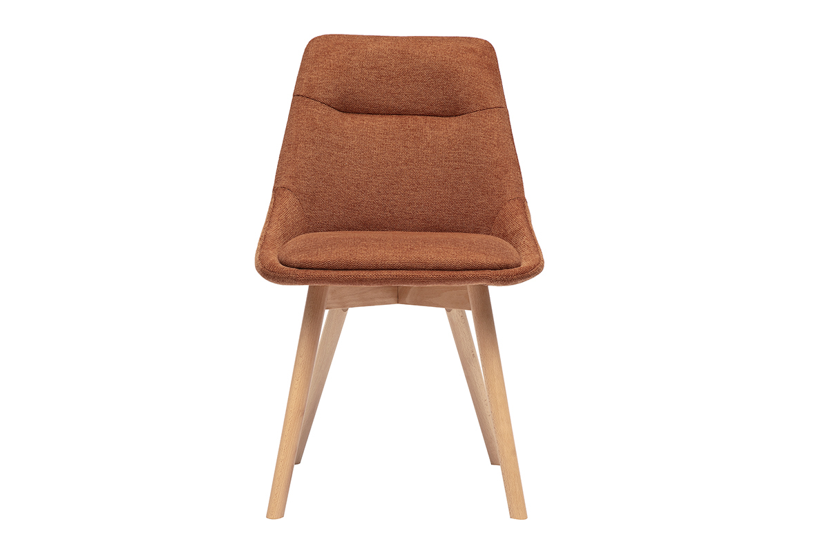 Chaises en tissu effet velours textur terre brle et bois clair (lot de 2) ALESS