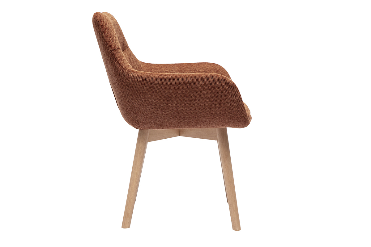 Chaises en tissu effet velours textur terre brle et bois clair (lot de 2) ALESS