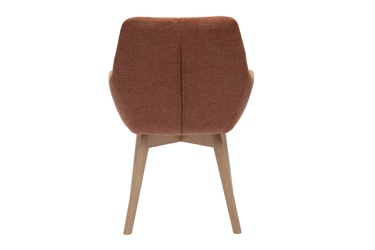 Chaises en tissu effet velours textur terre brle et bois clair (lot de 2) ALESS