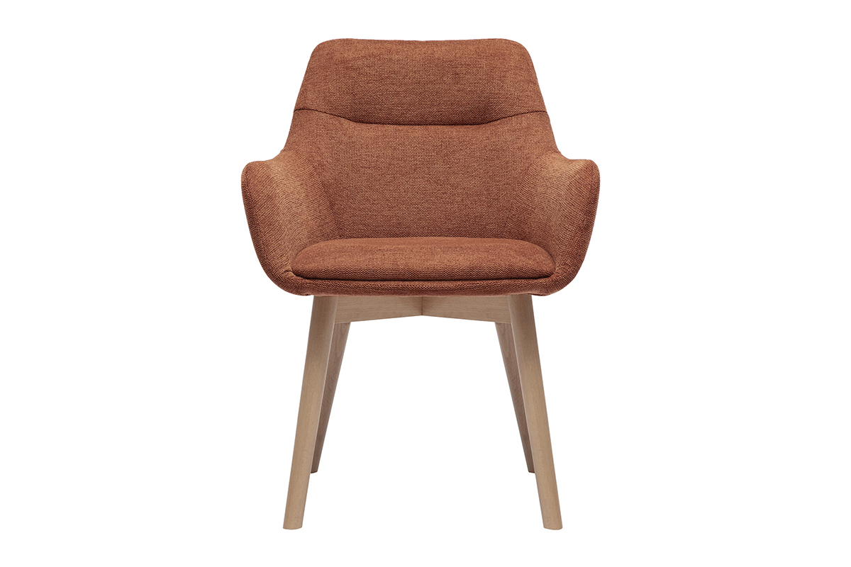 Chaises en tissu effet velours textur terre brle et bois clair (lot de 2) ALESS