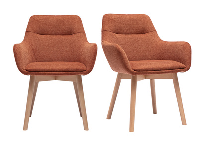 Chaises en tissu effet velours texturé terre brûlée et bois clair (lot de 2) ALESS