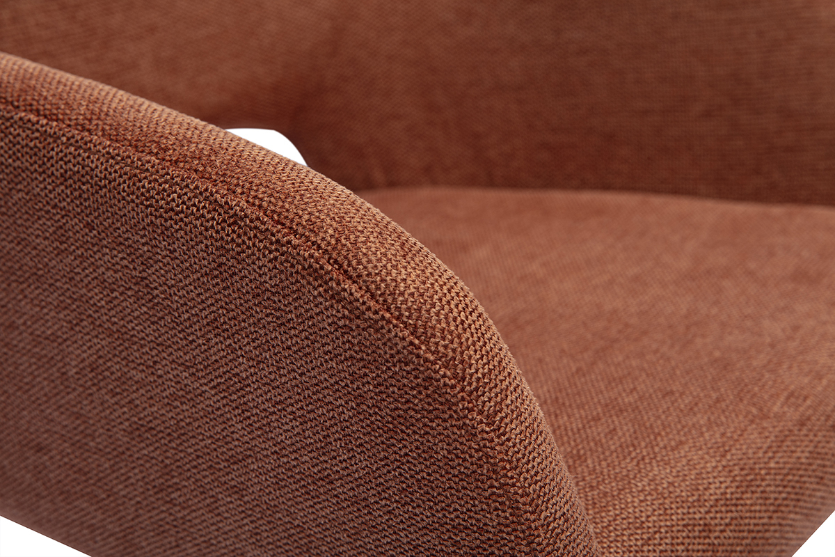 Chaises en tissu effet velours textur� terre br�l�e et bois clair (lot de 2) LAURETTE