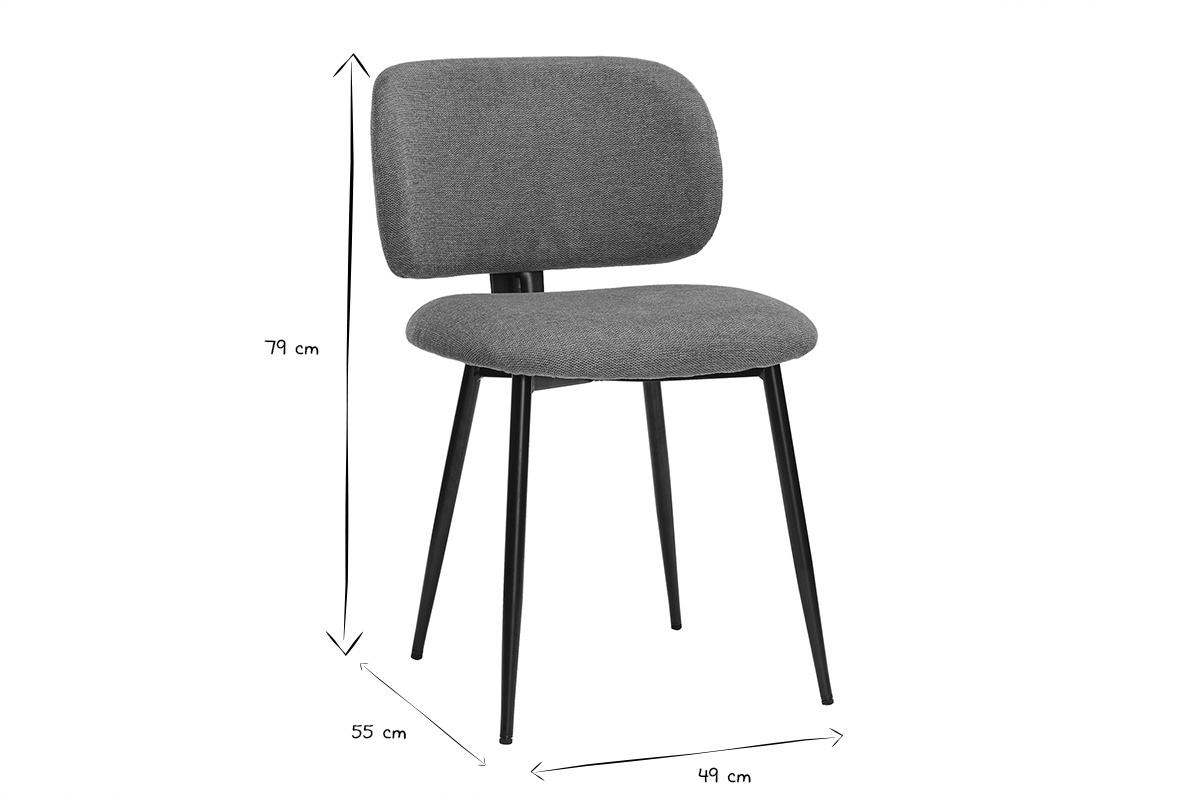 Chaises en tissu effet velours textur terre brle et mtal noir (lot de 2) ATRIUM