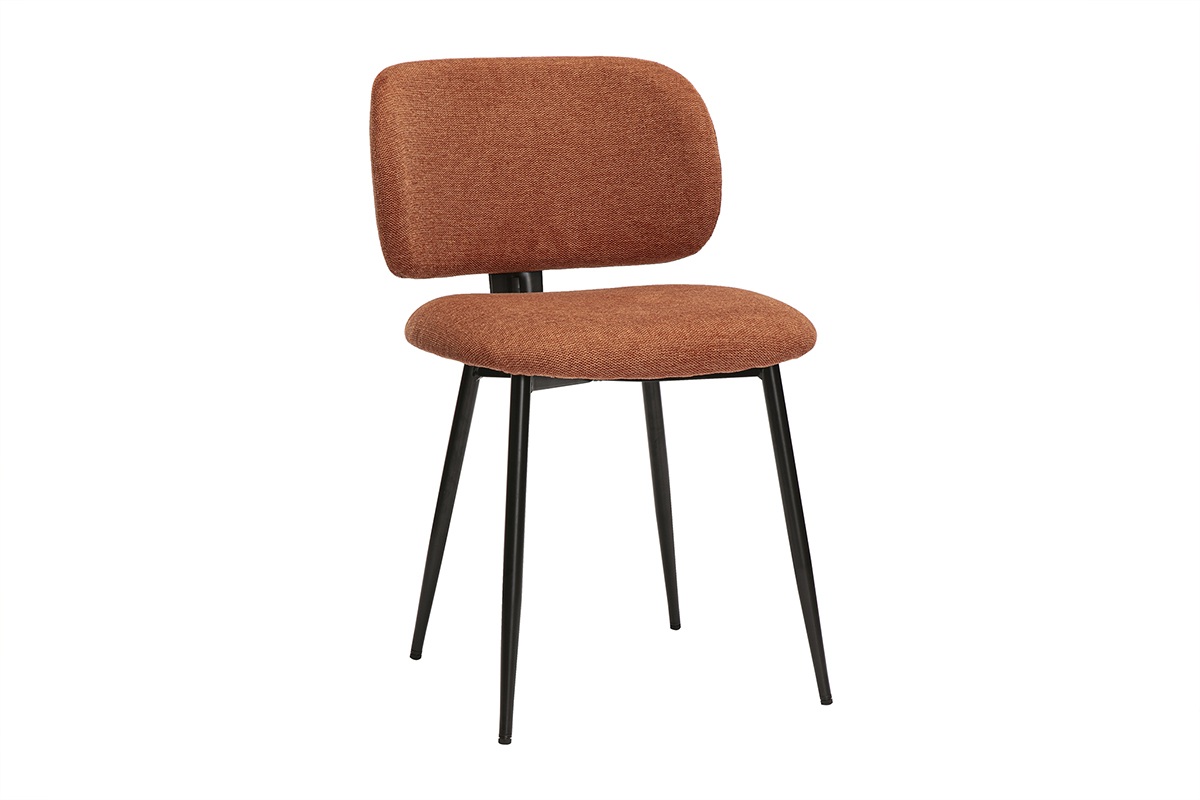 Chaises en tissu effet velours textur terre brle et mtal noir (lot de 2) ATRIUM