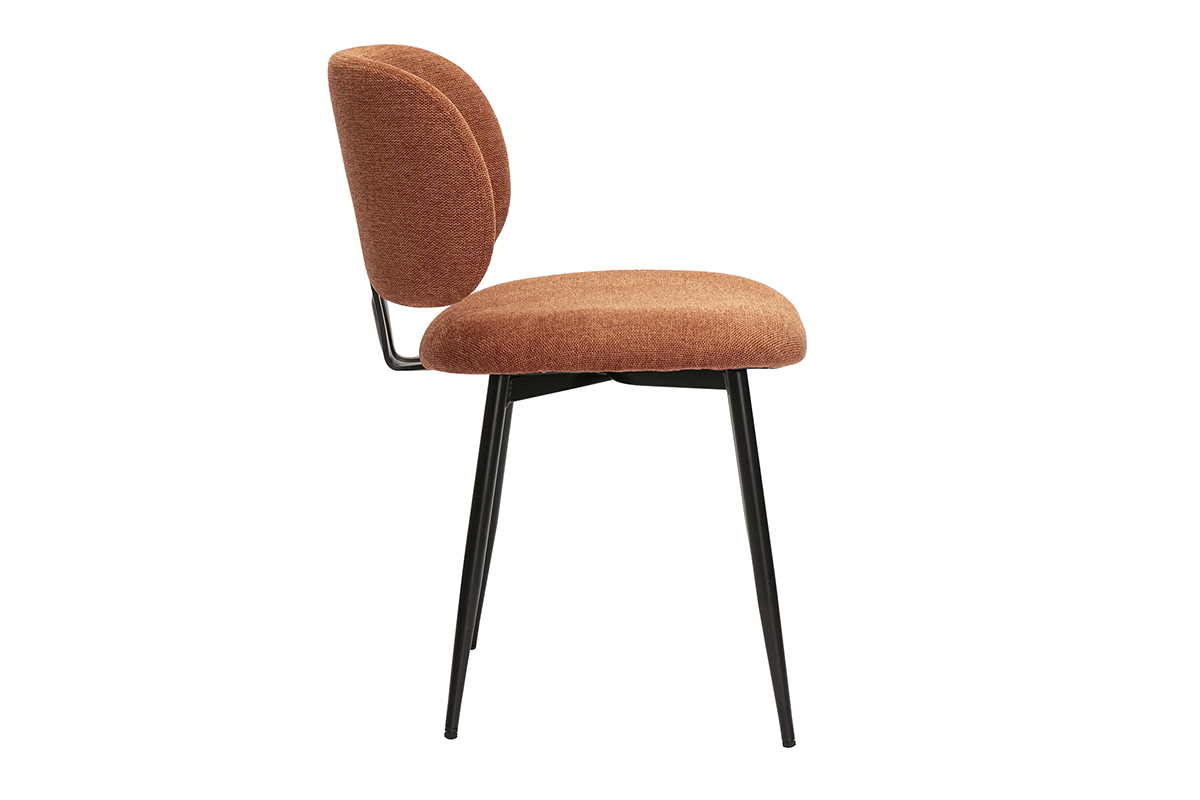 Chaises en tissu effet velours textur terre brle et mtal noir (lot de 2) ATRIUM