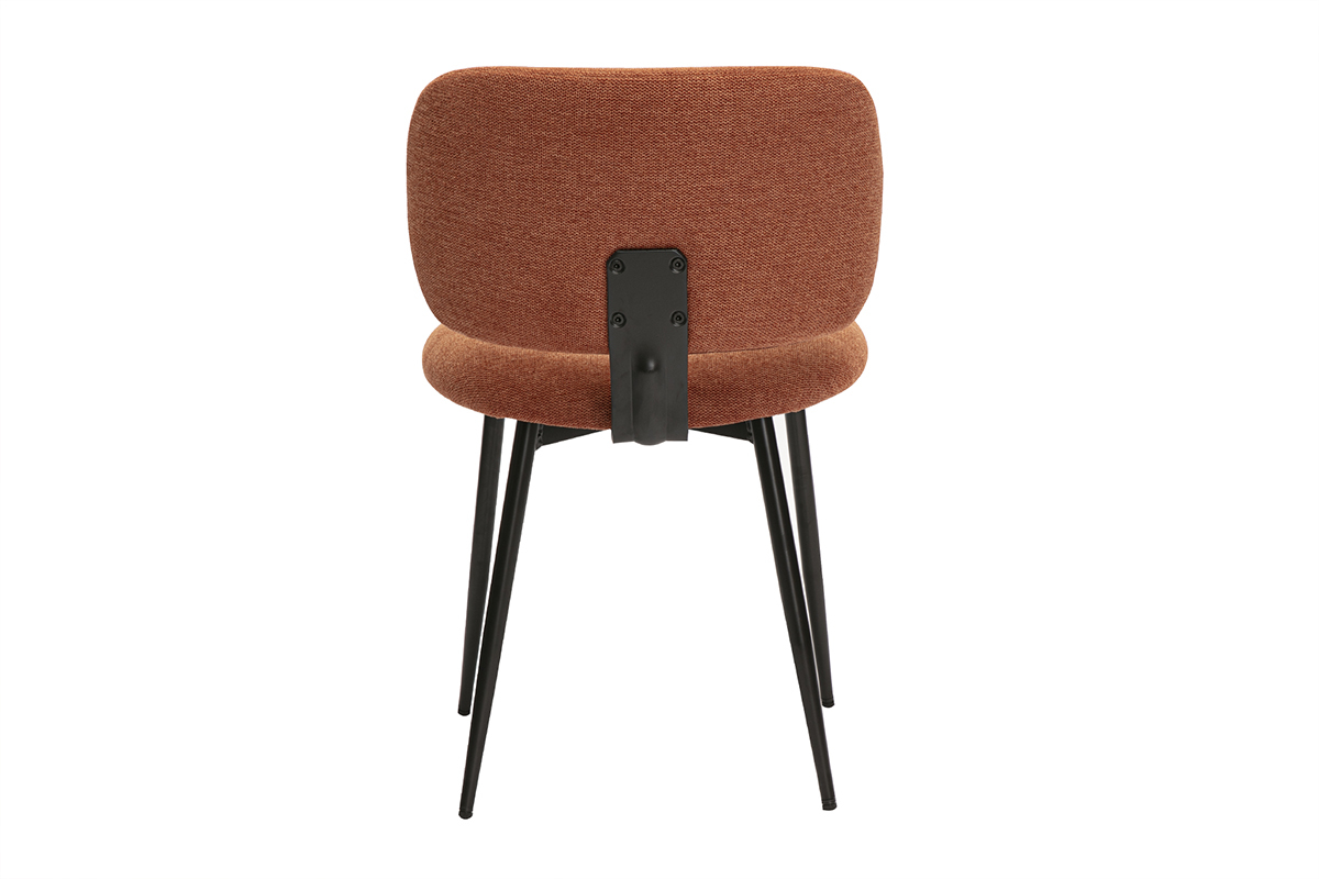 Chaises en tissu effet velours textur terre brle et mtal noir (lot de 2) ATRIUM