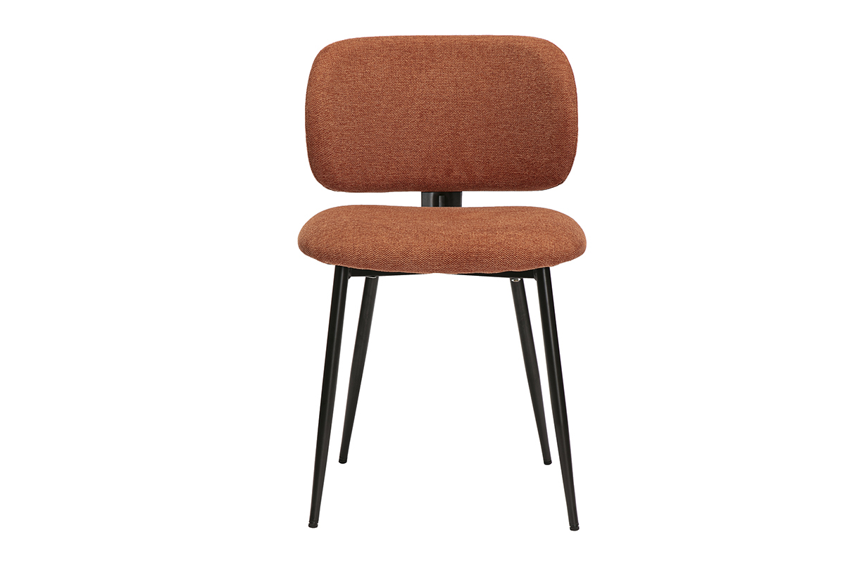 Chaises en tissu effet velours textur terre brle et mtal noir (lot de 2) ATRIUM