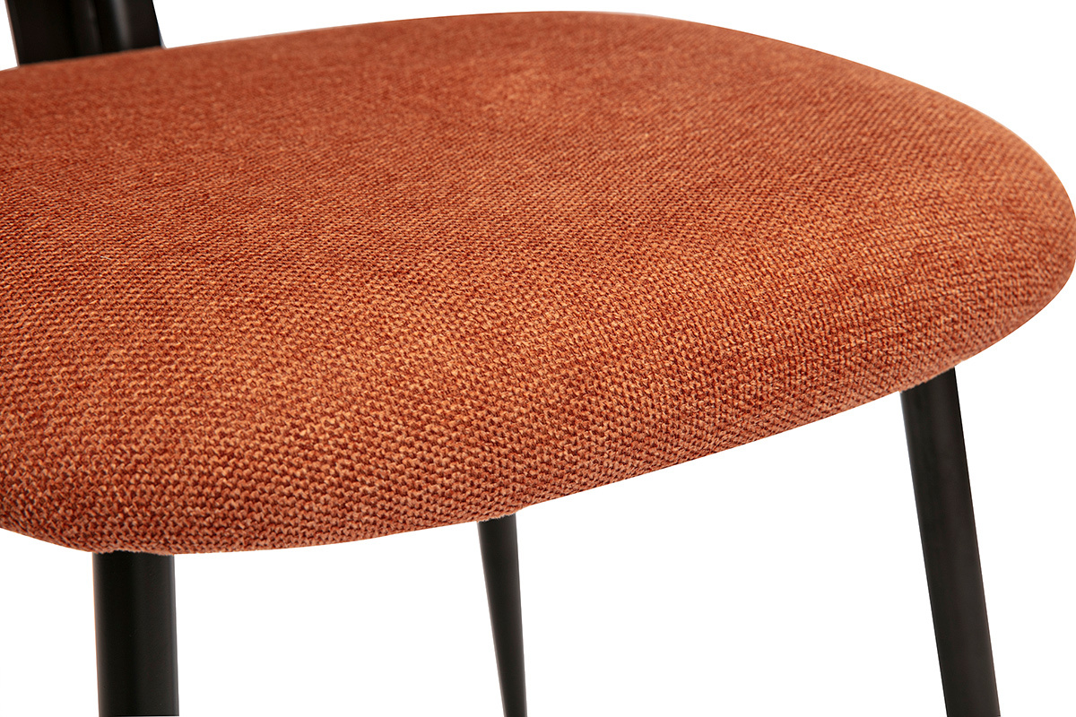 Chaises en tissu effet velours textur terre brle et mtal noir (lot de 2) ATRIUM
