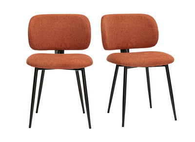 Chaises en tissu effet velours texturé terre brûlée et métal noir (lot de 2) ATRIUM