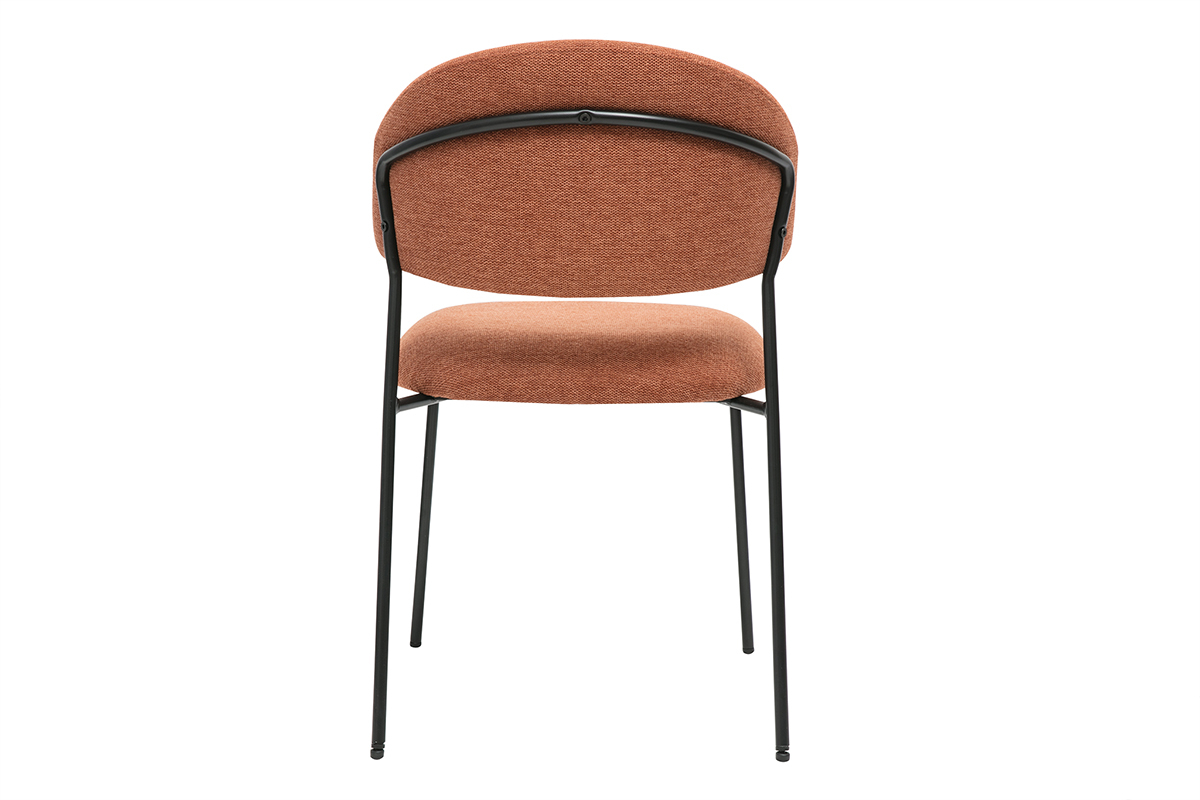 Chaises en tissu effet velours textur terre brle et mtal noir (lot de 2) BENTA