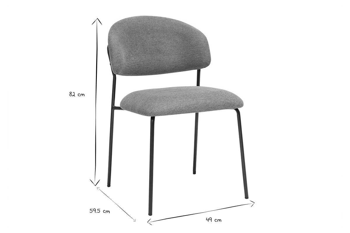 Chaises en tissu effet velours textur terre brle et mtal noir (lot de 2) BENTA