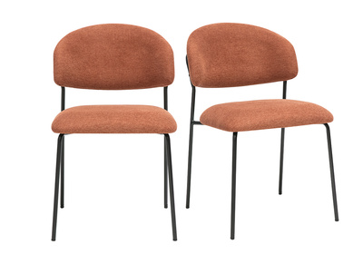 Chaises en tissu effet velours texturé terre brûlée et métal noir (lot de 2) BENTA