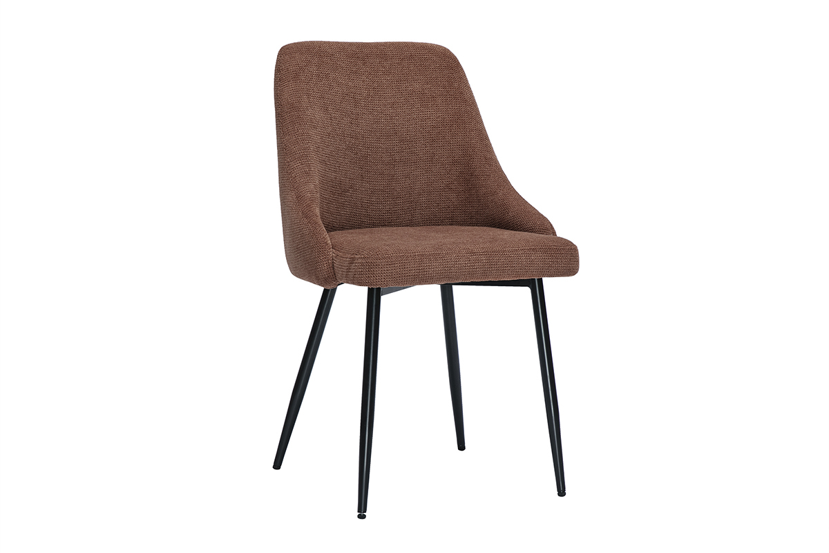 Chaises en tissu effet velours textur terre brle et mtal noir (lot de 2) HASTA