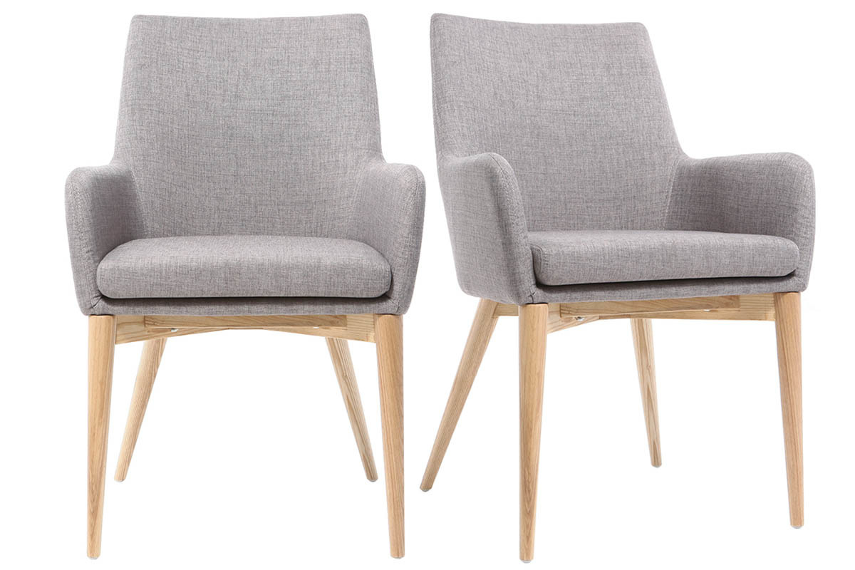 Chaises en tissu gris clair et bois clair (lot de 2) SHANA