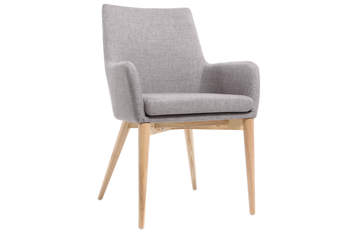 Chaises en tissu gris clair et bois clair (lot de 2) SHANA