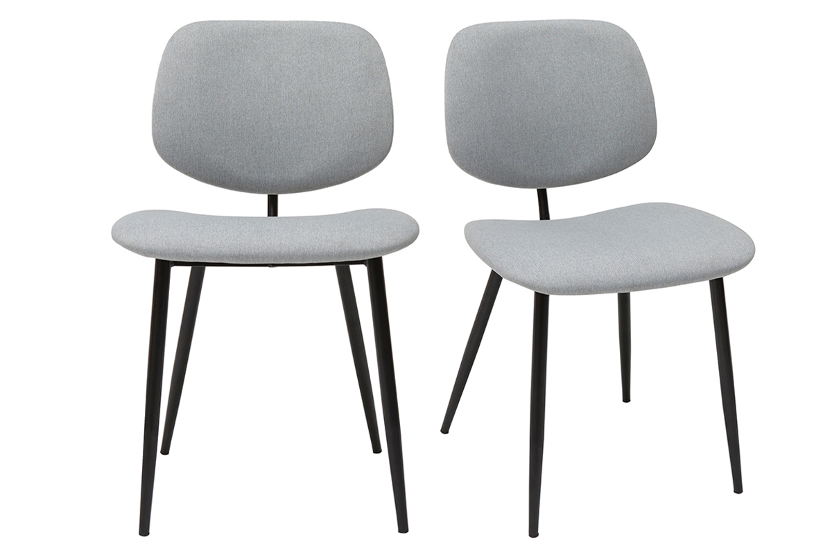 Chaises en tissu gris clair et mtal noir (lot de 2) TOBIAS