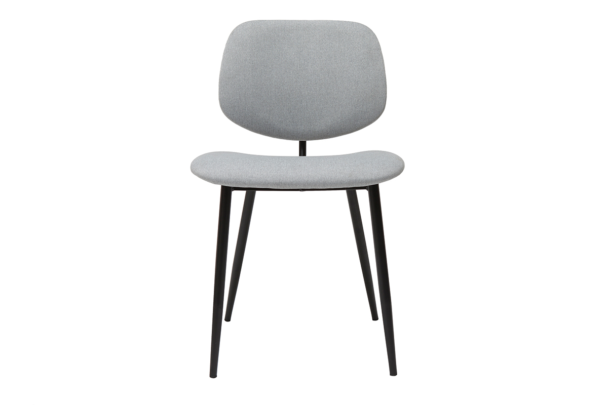 Chaises en tissu gris clair et mtal noir (lot de 2) TOBIAS