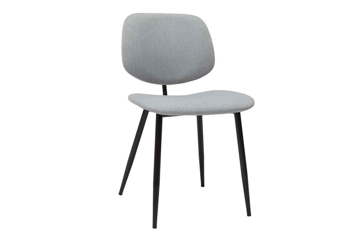 Chaises en tissu gris clair et mtal noir (lot de 2) TOBIAS