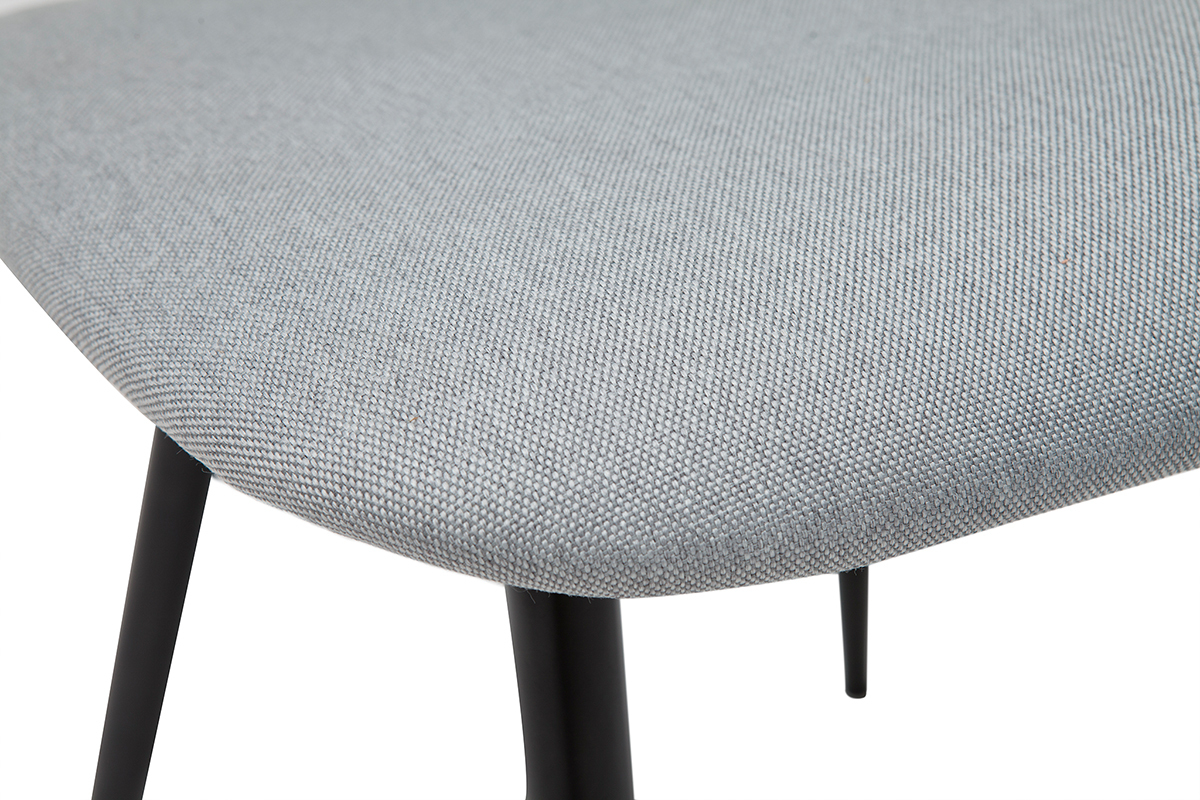 Chaises en tissu gris clair et mtal noir (lot de 2) TOBIAS