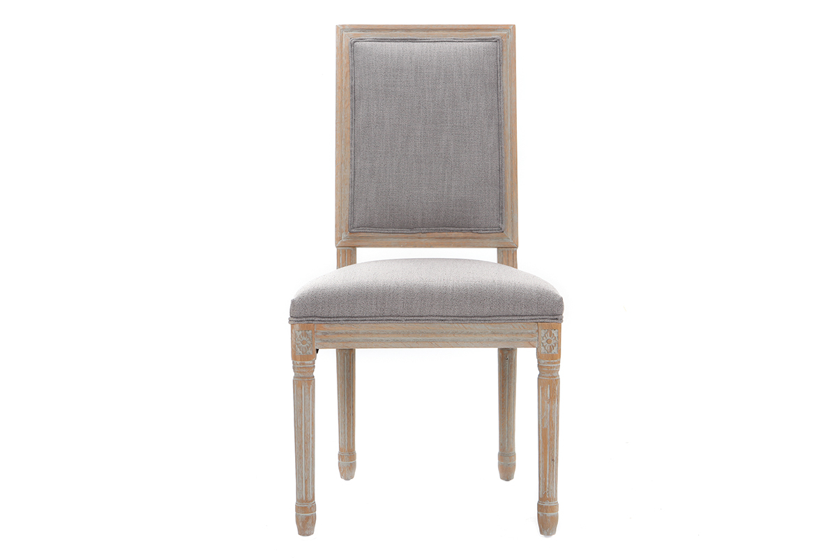Chaises en tissu gris clair pieds bois clair (lot de 2) AMAURY