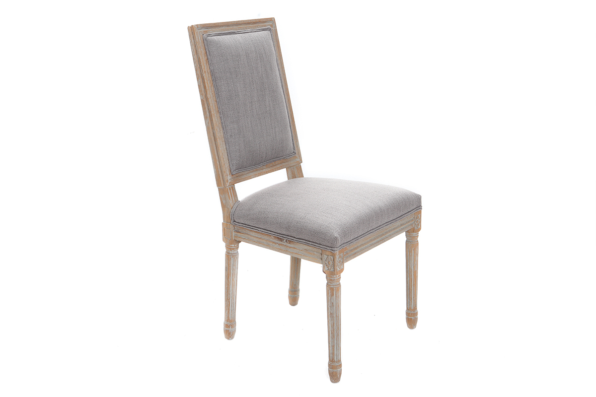 Chaises en tissu gris clair pieds bois clair (lot de 2) AMAURY