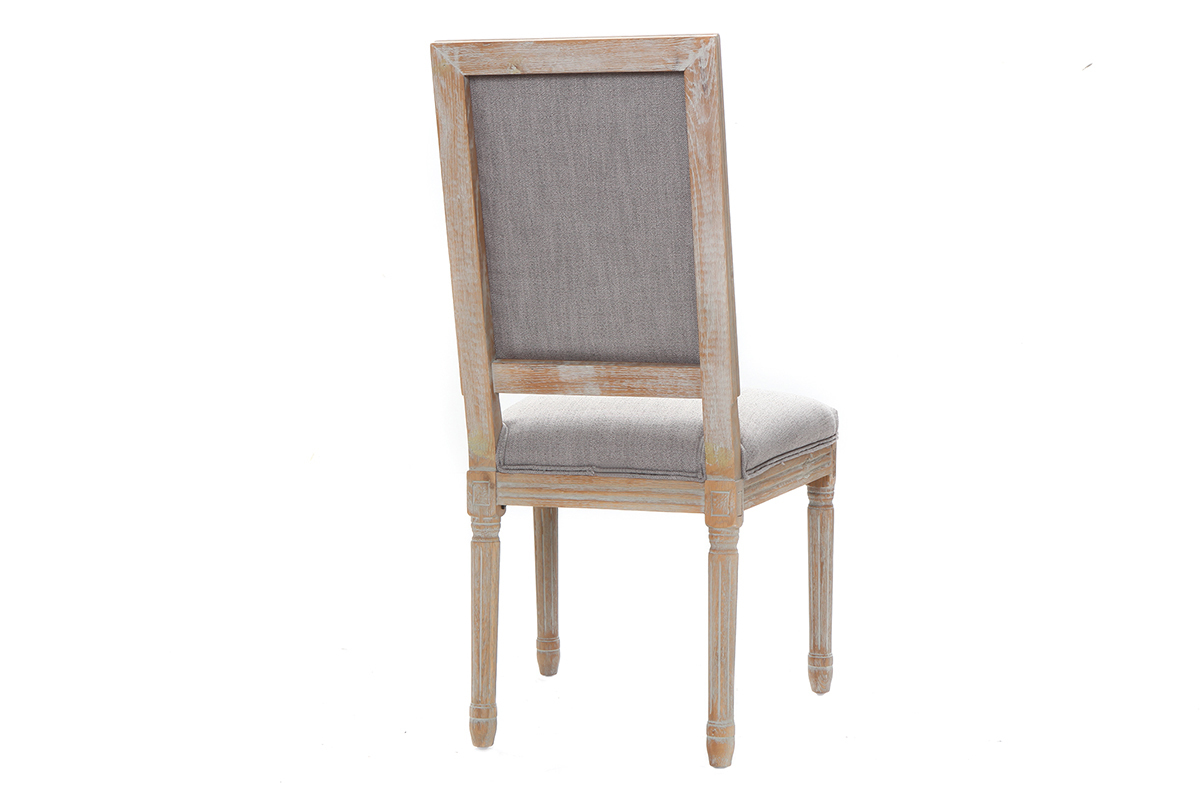 Chaises en tissu gris clair pieds bois clair (lot de 2) AMAURY