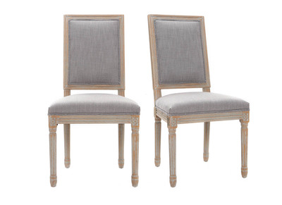 Chaises en tissu gris clair pieds bois clair (lot de 2) AMAURY