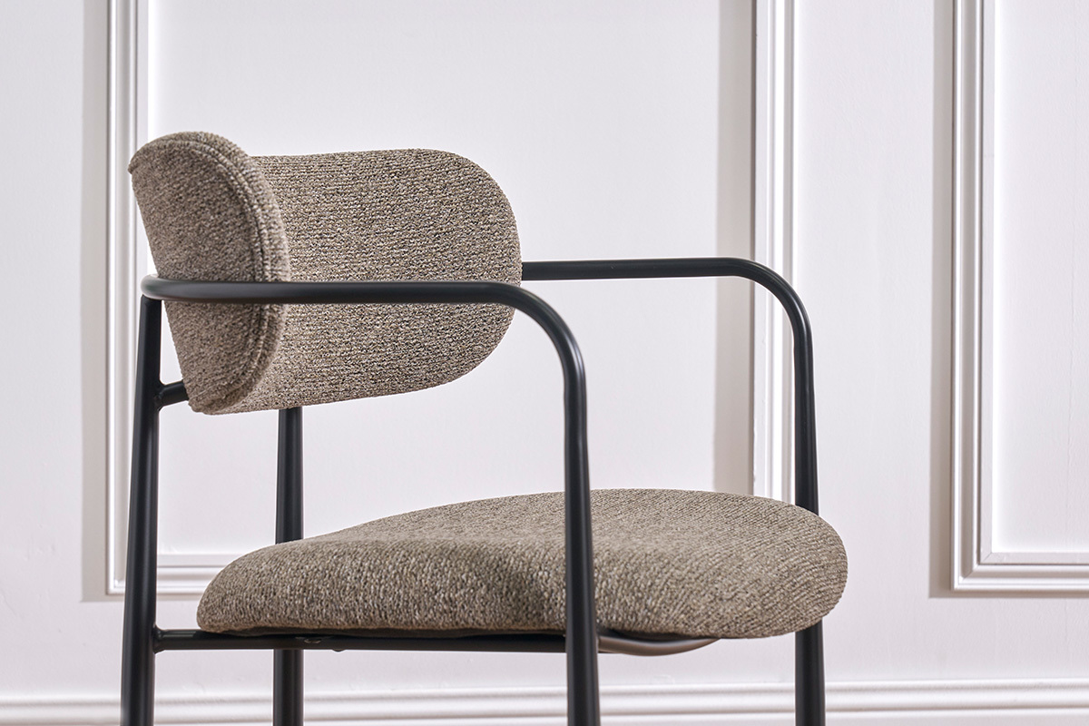 Chaises en tissu textur taupe et mtal noir (lot de 2) SWIFT