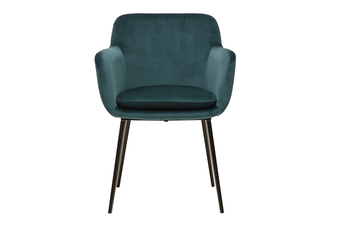 Chaises en tissu velours bleu ptrole et mtal noir (lot de 2) AMIKA