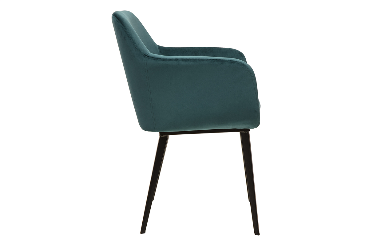 Chaises en tissu velours bleu ptrole et mtal noir (lot de 2) AMIKA