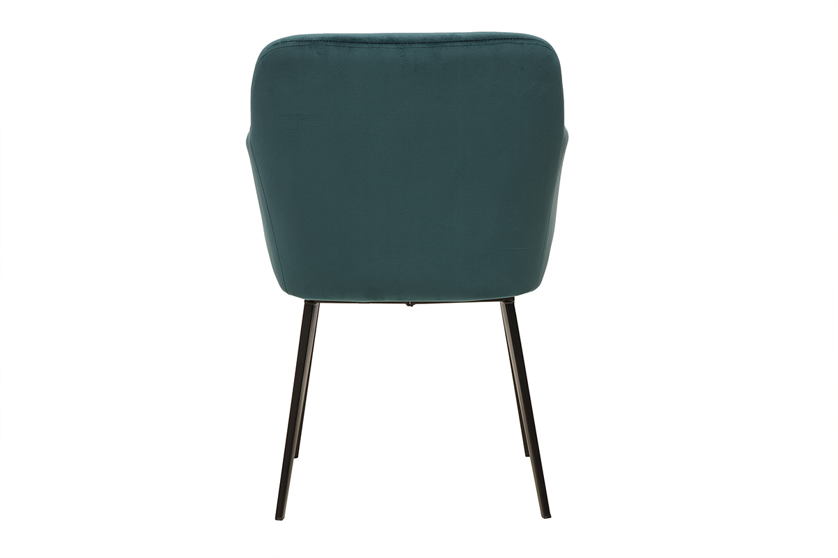 Chaises en tissu velours bleu ptrole et mtal noir (lot de 2) AMIKA