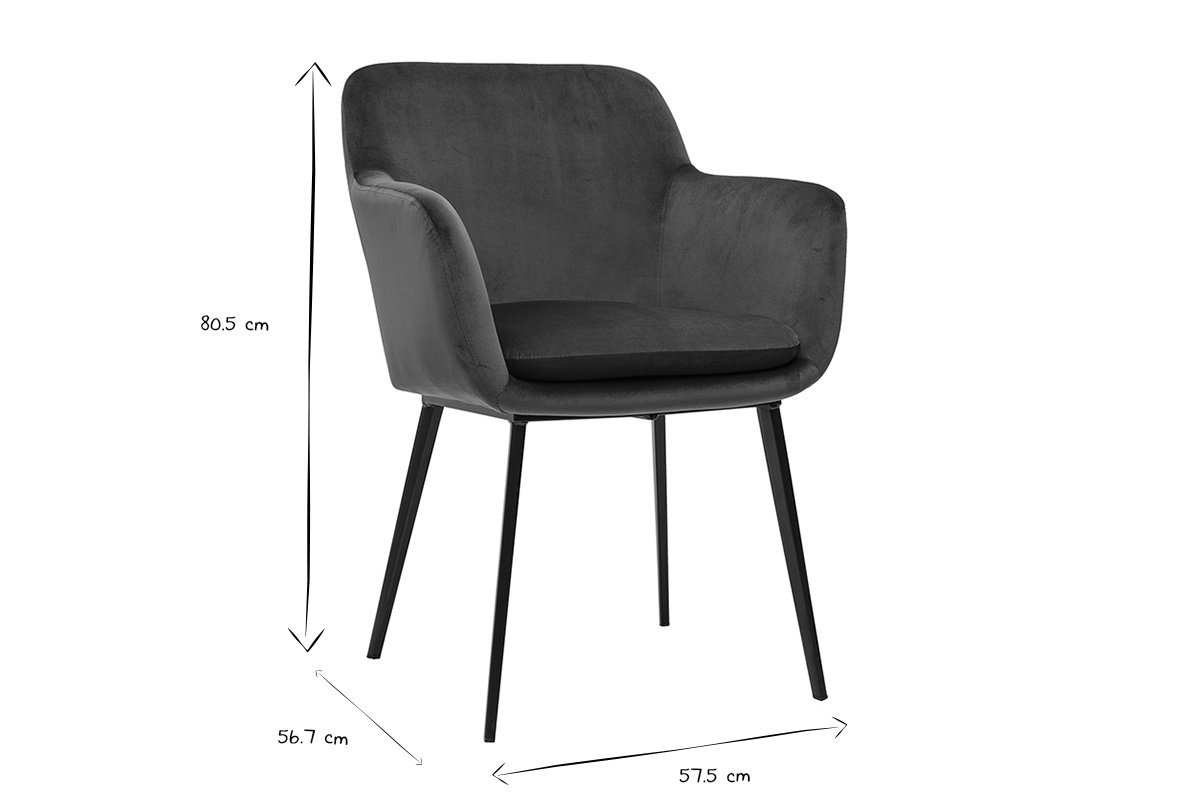 Chaises en tissu velours bleu ptrole et mtal noir (lot de 2) AMIKA