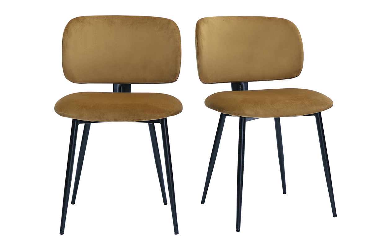 Chaises en tissu velours bronze et mtal noir (lot de 2) ATRIUM