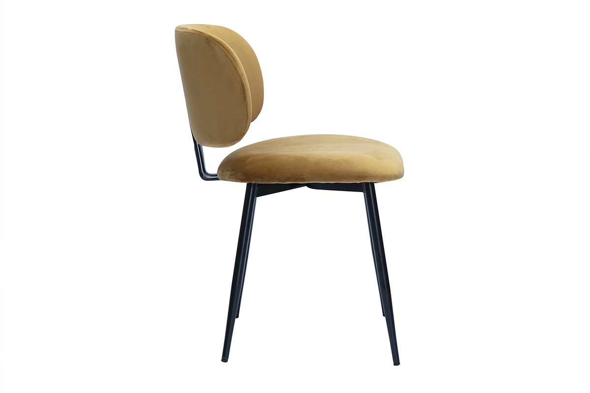 Chaises en tissu velours bronze et mtal noir (lot de 2) ATRIUM
