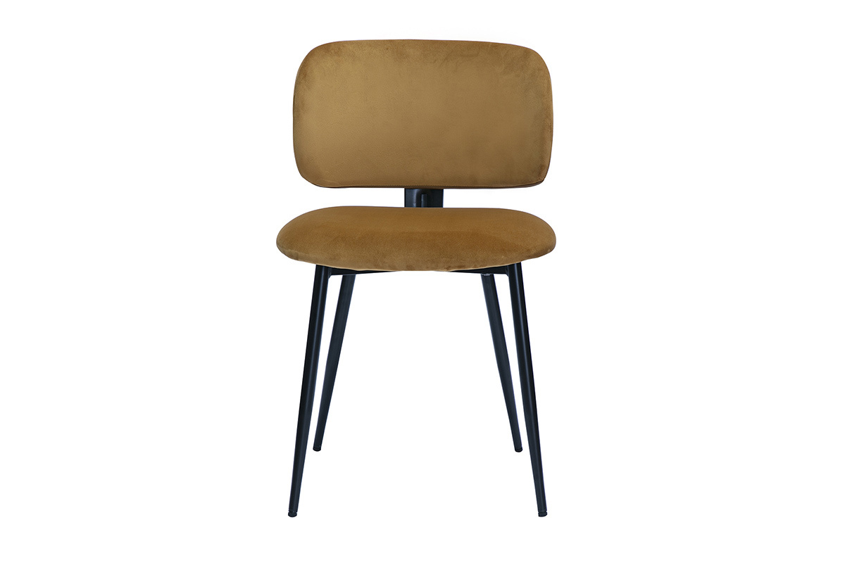 Chaises en tissu velours bronze et mtal noir (lot de 2) ATRIUM