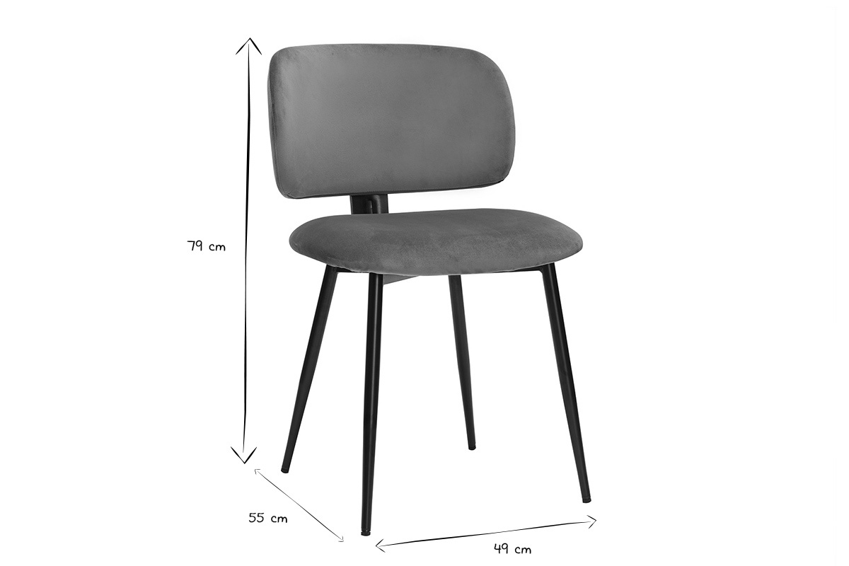 Chaises en tissu velours bronze et mtal noir (lot de 2) ATRIUM