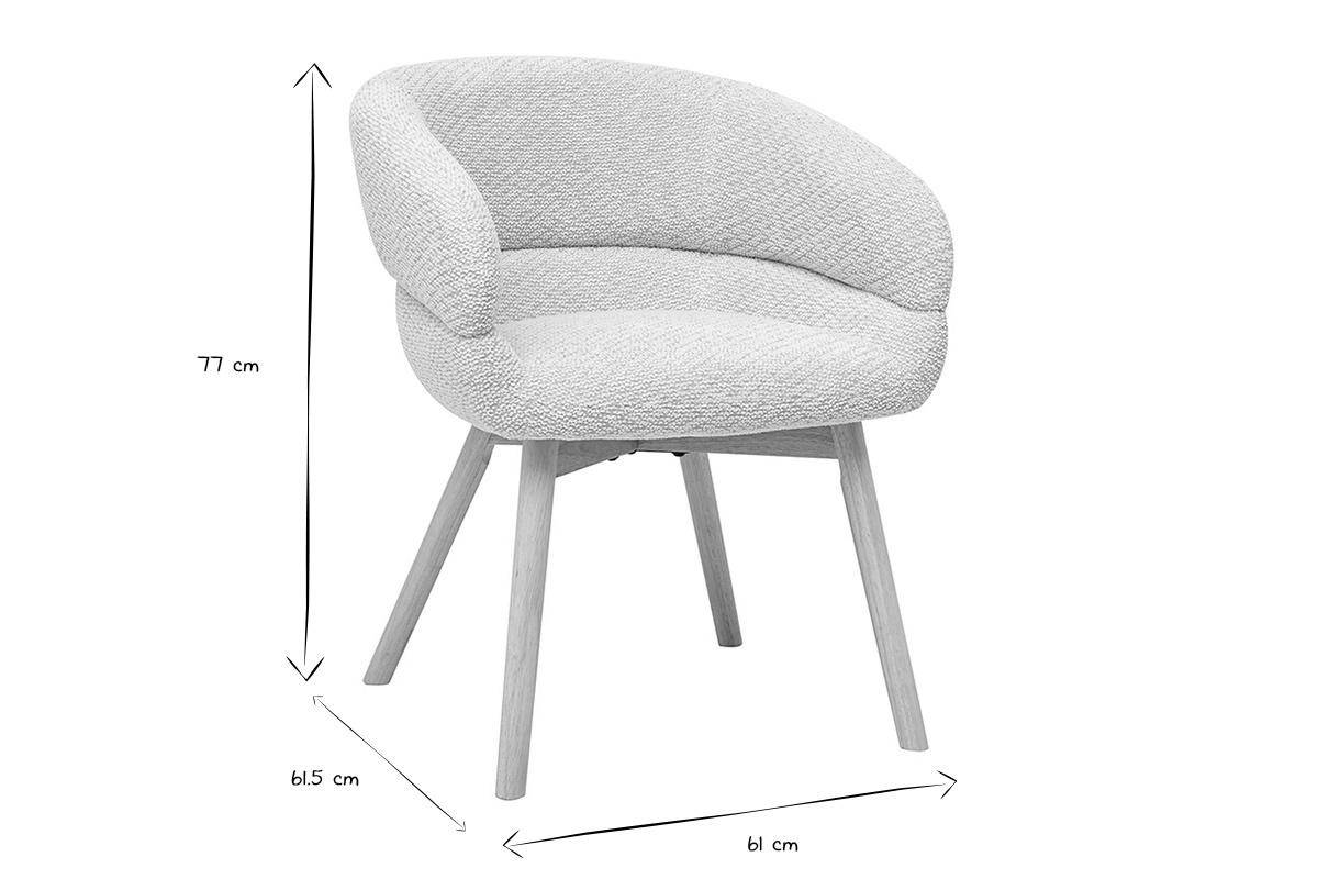 Chaises en tissu velours chenille beige et bois clair (lot de 2) TIGGY