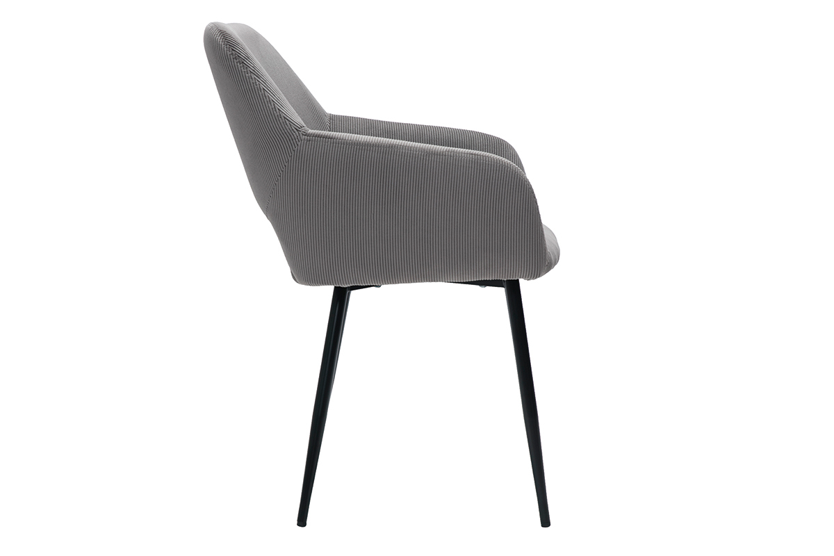 Chaises en tissu velours ctel gris et mtal noir (lot de 2) LAURETTE
