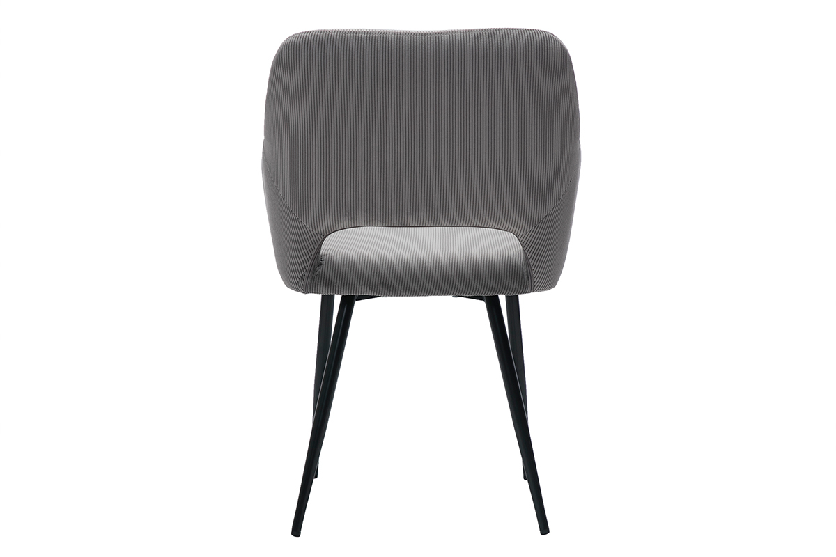Chaises en tissu velours ctel gris et mtal noir (lot de 2) LAURETTE