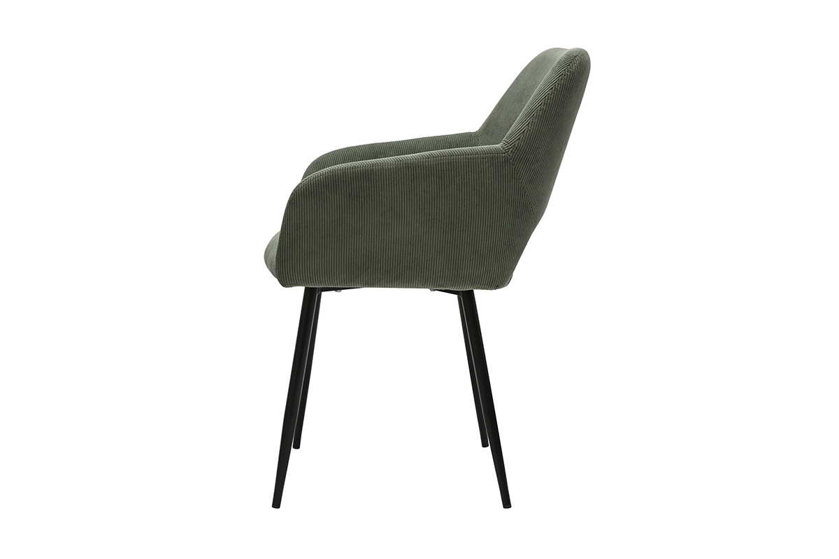 Chaises en tissu velours ctel kaki et mtal noir (lot de 2) LAURETTE