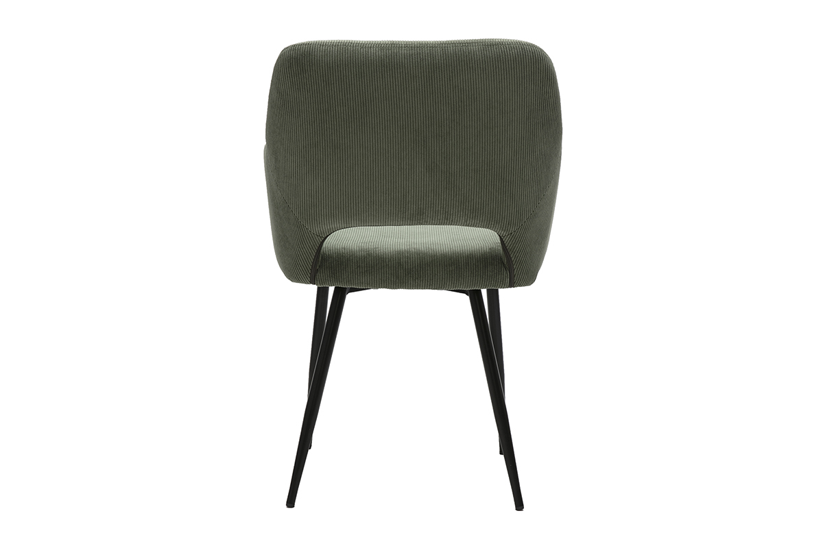 Chaises en tissu velours ctel kaki et mtal noir (lot de 2) LAURETTE
